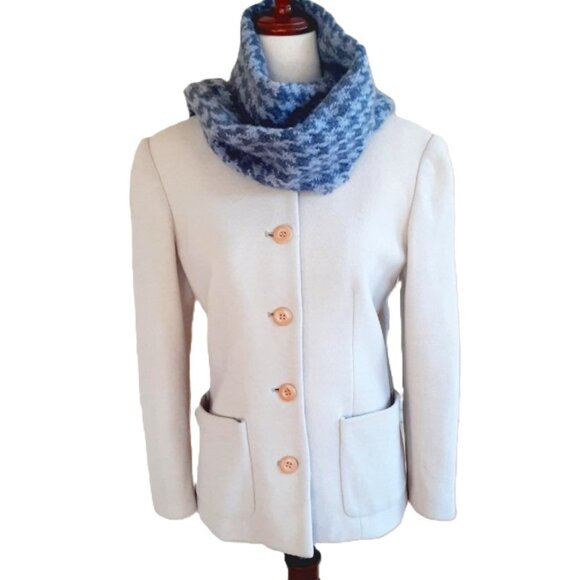 Vintage Casual Corner Wool Cashmere Oatmeal Coat 2P - Picture 2 of 7